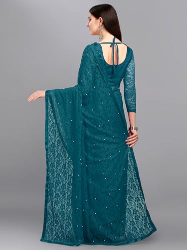 Image of LOROFY Women's Brasso Net Saree With Blouse