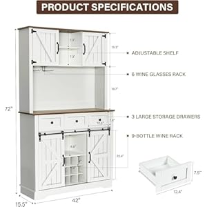 4everwinnerfarmhousecoffeebarcabinetwithslidingbarndoors72tallkitchenpantrycabinetwithwineglassrackkitchenhutchbuffetcabinetwithdrawersfordiningroomwhite Urban Country Home Decor 4 ever winner farmhouse coffee bar cabinet with sliding barn doors 72 tall kitchen pantry cabinet with wine glass rack kitchen hutch buffet cabinet with drawers for dining room white urban country home decor