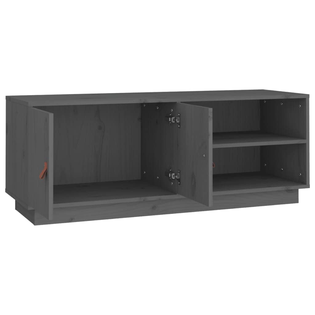 Mobile Porta TV Grigio 105x34x40 cm in Legno Massello di Pino, Supporto per Soggiorno, Parete Angolare Basso, Credenza e Ripiano per Decoder, Console, Videogiochi e Accessori