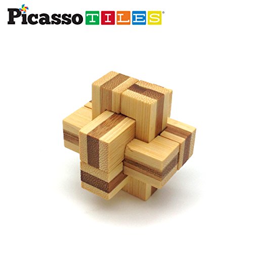 Picassotiles 8 Styles Interlocking Sensory Toys Wooden Burr Cube, Ball And Barrels Logic Skill Genius Puzzle Brain Teaser Games & Intellectual 3D Assembling Educational Toy Set For Kids & Adults Ptp08 #TOP3