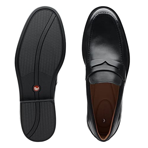 Image of Clarks Mens Un Aldric Step Black Leather Formal Shoes