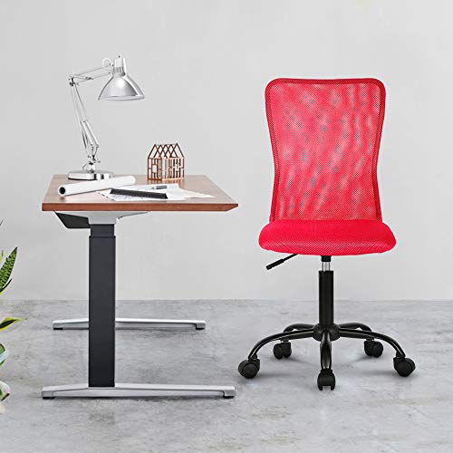 Dkeli Office Chair Desk Chair Computer Chair With Lumbar Support Ergonomic Mid Back Mesh Adjustable Height Swivel Chair Armless Modern Task Executive Chair For Women Men Adult,Red #TOP3