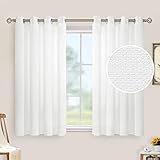 LAMIT Natural Faux Linen Curtains for Bedroom, Light Filtering Panels Grommet Privacy Protected Line