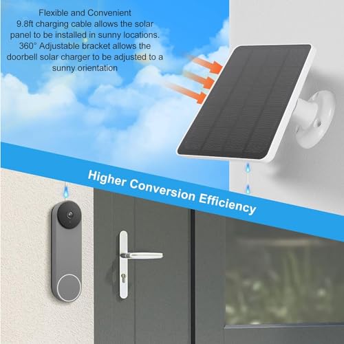 10W Solar Panel for Doorbell Solar Panel Charger for Nest/Doorbell 2K Camera, Ring Video Doorbell 2/3+, Doorbell 3/4 Plus - Image 4