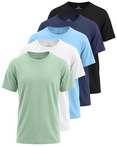 Image of 5 Pack Boys' Cotton T Shirts Crew Neck Plain Short Sleeve Tops Kids Teens | Available In Sizes 4-18,Tees, Youth, Athletic, Plain, School, Summer, Play, Sport, Casual, Soft, Breathable, Comfy, Multipack
