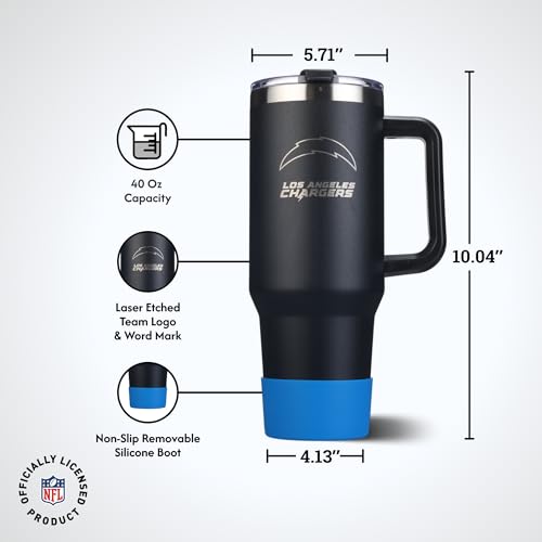 Image of The Memory Company NFL 40oz Game Day Tumbler - Premium Stainless Steel Double-Wall Vacuum Insulated Travel Cup with Removable Silicone Base , Laser Engraved Team Logo, Hot & Cold Drinks