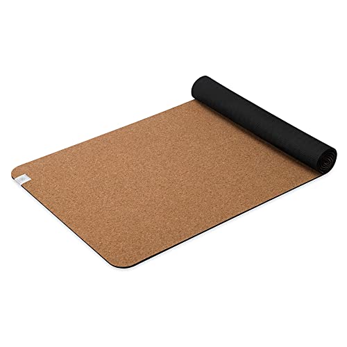 Gaiam Yoga Mat Cork with Non-Toxic Rubber Backing, Natural Sustainable Cork Resists Germs and Odor - Great for Hot Yoga, Pilates (68-Inch x 24-Inch x 5mm Thick)