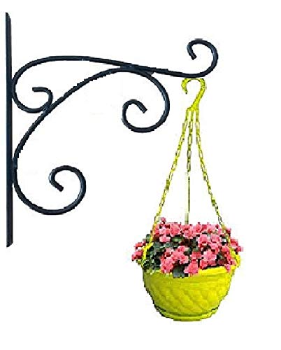 Image of Wrought and Cast Iron Leaf Design L Wall Bracket (27x27x03cm, Black)
