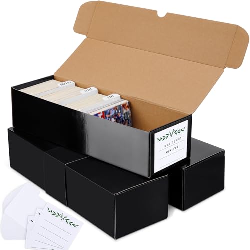 Joyoumess Caixa de armazenamento de cartões colecionáveis com divisórias, caixa organizadora de cartões de papelão para beisebol, esportes, jogos, coleção de cartas de baralho, pacote com 3, preta