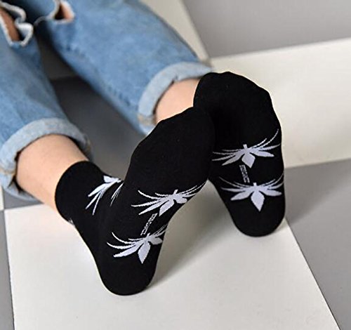 MENGMENG Summer Women Men's Cotton Socks Weed Leaf Casual Socks 5 Pairs4