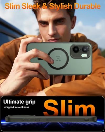 Image of DIZORO Matte Case for Oneplus 15R Compatible with MagSafe, Camera Lens Full Protection, Shockproof Translucent Frosted TPU Soft Phone Cover, Anti-Fingerprint (Black)