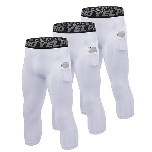 Mallas running hombre 3/4 leggings con bolsillos para evitar rozaduras al correr