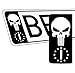 SkinoEu® 2 x Adesivi Vinile per Targa Stickers Bandiera Nazionale Italia Europa Identificazione Europeo IT Punisher Skull Teschio Cranio Auto Moto Tuning QV 41