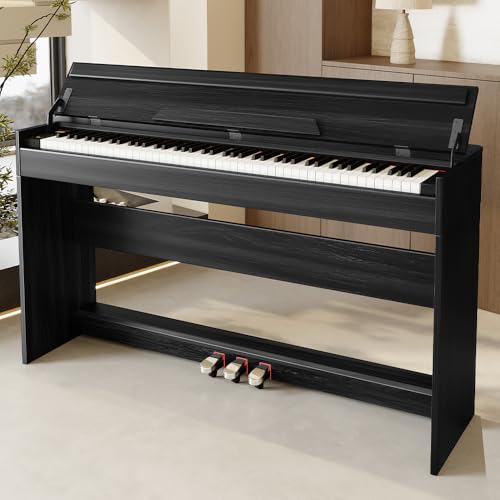 Zertylre Digital Piano 88 Keys Weighted Electric Piano Portable Keyboard with Furniture Stand Triple Pedals Supports USB-MIDI Connecting For Adults Children and Beginners (Black)