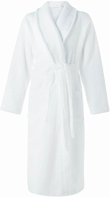 VINN Dunn Supersoft Unisex Terry Towelling Egyptian Cotton Dressing Gown Hotel Spa Bathrobe Highly Absorbent Women Man Towel Cosy Bath Wrap 400GSM White