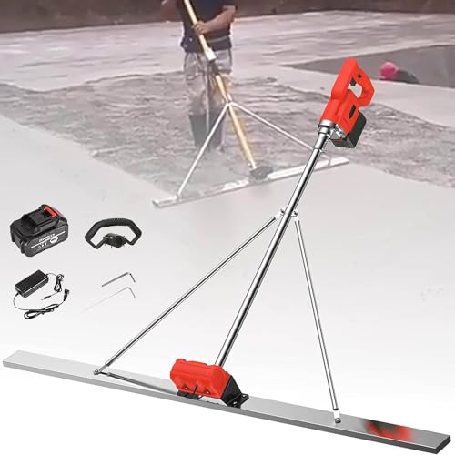 MQDLJSE Kit de vibrage pour Chape de béton électrique, Outil de Finition du béton, dameuse électrique sans Fil, Machine vibrante pour Chape de Ciment, 1 Batterie Incluse