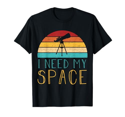 I Need My Space Cosmologia astronomia retro vintage presente t-shirt, Preto