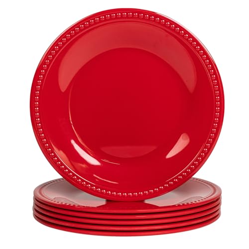 Melamine Beaded Dinner Plate Set of 6, 11inch, Red, BPA Free, Platter, Serving Dishes, Chip & Break Resistant, Lightweight, Durable, Great for Dining, BBQs, Picnics, Weddings & Everyday Meals Melamine Beaded Dinner Plate Set of 6, 11inch, Red, BPA Free, Platter, Serving Dishes, Chip & Break Resistant, Lightweight, Durable, Great for Dining, BBQs, Picnics, Weddings & Everyday Meals