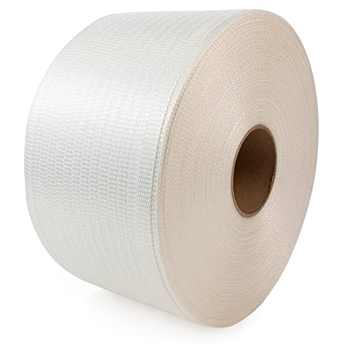 Image of IDL Packaging Woven Cord Strapping Coil 1 /2 inch x 3900', 650 lbs, 6 inchx3 inch Core | White Poly Packaging Strapping - Strength & Flexibility Woven Cord Strap Roll with Re-Tightening Option by IDL Packaging