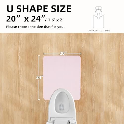 Toilet Rug, Thin Toilet Rugs U Shaped Washable Non Slip Absorbent Quick Dry Low Pile Toilet Mat, 20"x24" U Shape Pink