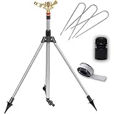 LIBRNTY Arroseur sur Trépied,Arroseur Oscillant,Pistolet arrosage Jardin,Arroseur de Jardin sur trépied télescopique en Laiton,Rotatifs Automatiques À 360 Degrés pour Cour, Jardin, pelouse (B002)