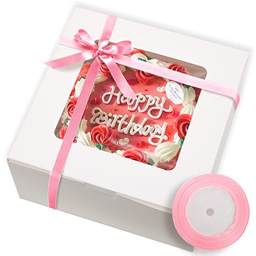 Weiße Kuchenboxen, 25,4 x 25,4 x 12,7 cm, Bäckerei-Box mit Fenster, 30 Packungen Cover