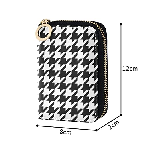 OTVEE Black White Goose Foot RFID Credit Card Holder Case, Microfiber Leather Zipper Card Wallet for Women4