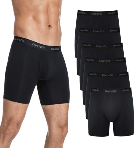 Men's Long Leg Boxer Briefs Cotton Underwear Pack, Athletic, Breathable, Fly, Sports, Moisture Wicking