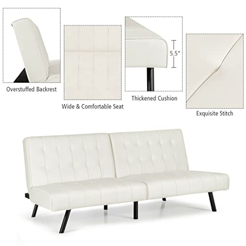 Zsedp Futon Sofa Bed Pu Leather Convertible Folding Couch Sleeper Lounge Convenient Installation (Color : Black) #TOP7