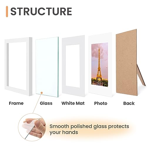 Image of upsimples 8x10 Picture Frame, Gallery Glass Photo Frames, 3Pcs, White
