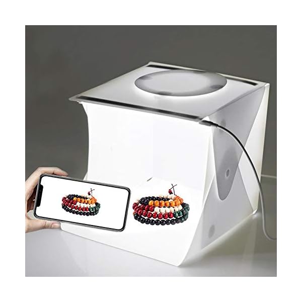 greatdaily Tragbarer Foto Studio Foto Zelte Leuchtkasten| 2 LED Leuchten 6 Hintergrund Faltbare Lichtbox Fotoausrüstung…