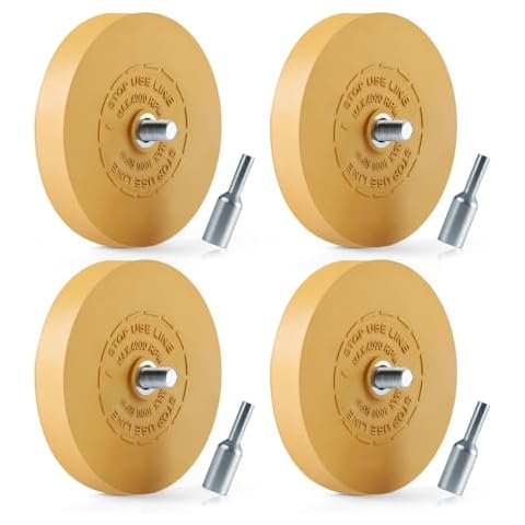 MIDO Professional Abrasive Eraser Wheel Decal Remover Tool Adhesive Remover for Cars with Pad & Adapter Graphics Removal Wheel - 4 Pack Cover