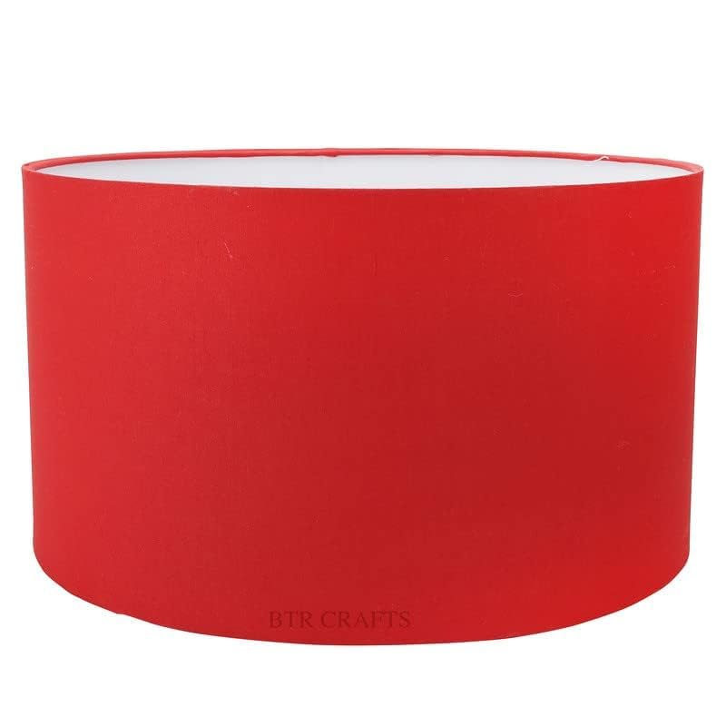 12 Inch Decorative Drum Lamp Shade | Red Linen Fabric Lampshade for Living Room, Bedroom & Study-image-14