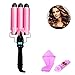 Produktbild LingYe Lockenstab, Welleneisen 3 Fässer Wellen Locken Pro mit LCD Display, Wellenstyler Turmalin Keramik 25mm Haare Lockenwickler für Lange kurze Haare Drei Curling Iron