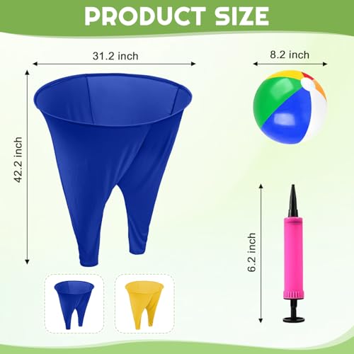 Image of ROMANKAS Granny Pants Outdoor Games for Adults and Family with 8 Bouncy Balls and 1 Air Pump (Random Colors) 2 Pack Color Mixing Oversize Granny Pant Yard Game Giant Pants Games for Outdoor Game