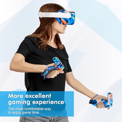 Image of VR Accessories Kit Compatiable with Oculus Quest 2, Includes Silicone Face Cover, Controller Grips, Protective Shell, Lens Cover & 10 Disposable Eye Covers, No Signal Blocking (Aurora)