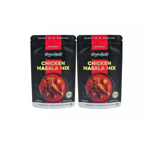 Image of Mi Hi Koli - Chicken Masala Mix | Ready to Cook in 10 mins | Instant Mix | 100 % Natural | Blended Spices Mix | Maharashtrian Chicken Curry Masala | Just Add Fresh Chicken, Meat, Mutton | 160 gm - Pack of 2
