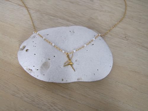 Collier chaîne danseuse étoile en acier doré et pendentif ballet classique