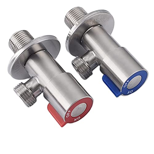 Vanne d'arrêt d'angle G1/2 en acier inoxydable SUS304 rouge - 5