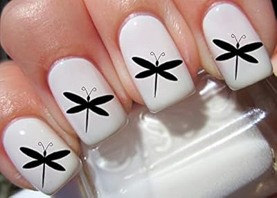 Black Dragonfly Water Nail Art Transfers Stickers Decals - Set of 36 - A1062