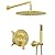 KOJOX 10" Brushed Gold Shower System Bundle: High-Pressure Rain & Handheld Showers, Mixer Set, Wall-Mounted Valve & Trim, 6" Quadrato Pattern Shower Floor Drain in SUS 304