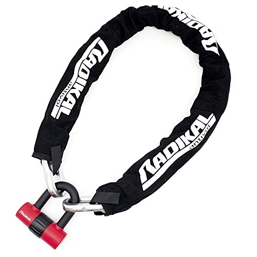 RADIKAL RK7214 Chaîne Carrée Antivol Moto, Double Fonction, 120cm et Mini U Cadenas 14mm + Câble de Rappel