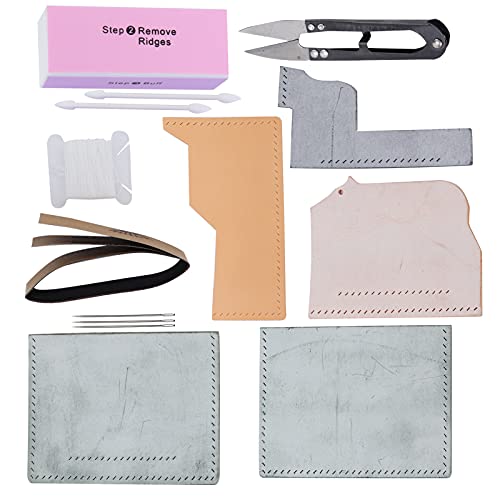 Kit de bolsa semiacabada de cuero para aprender manualidades sin cortar mal 7
