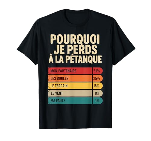 Pourquoi Je Perds à la Pétanque Cadeau Drôle Humour Pétanque T-Shirt