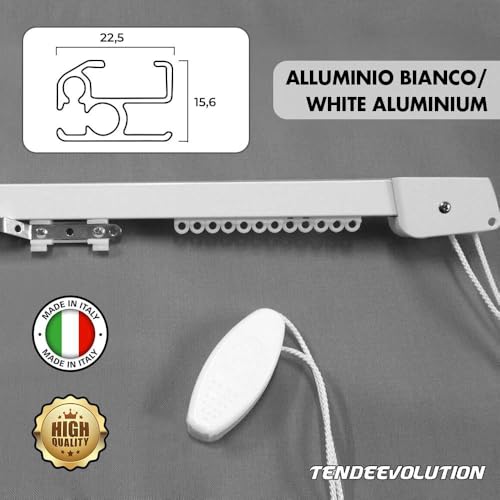 Binario Tenda Soffitto Lineare In Alluminio Bianco Personalizzabile, Completo Di Accessori Per Il Fissaggio, Movimento A Corda, Bastone Tende A Soffitto O Parete (150 Cm, Movimento A Corda) - 5