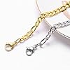 flintronic Figaro Bracelet, Stainless Steel Bracelet, 3+1 Link Curb Chain Bracelet for Men and Women, Hypoallergenic Jewellery, 21 cm Length/6 mm Width, Chain Bracelet Bangle - Gold/Silver, 21cm, #2