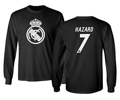 Spark Apparel Real Madrid Eden Hazard #7 Shirt Soccer Tee Men's Long Sleeve T-Shirt (Black, Large) Spark Apparel Real Madrid Eden Hazard #7 Shirt Soccer Tee Men's Long Sleeve T-Shirt (Black, Large)