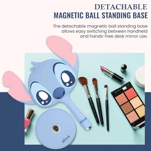 Espejo de maquillaje portátil con luz LED y base magnética miniatura 5