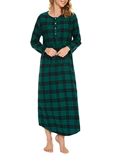 Zerbala Long Flannel Nightgown for Women Long Sleeve Plus Size3