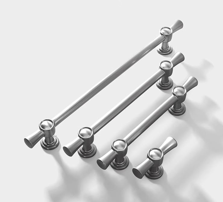 Miniatura 3 de LBFEEL Tiradores dorados Unqiue de 3.78 pulgadas para gabinete, estilo americano, pomo de cajón color negro de níquel cepillado (centros de agujeros